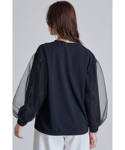 &. NOSTALGIA(アンドドットノスタルジア)の「チュールスリーブロゴロンT(Tシャツ/カットソー・レディース・オフホワイト/ブラック・M)」の7枚目の写真