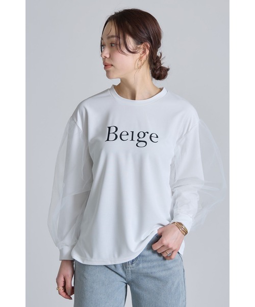 &. NOSTALGIA(アンドドットノスタルジア)の「チュールスリーブロゴロンT(Tシャツ/カットソー・レディース・オフホワイト/ブラック・M)」の8枚目の写真