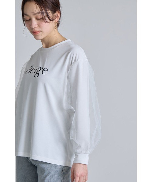 &. NOSTALGIA(アンドドットノスタルジア)の「チュールスリーブロゴロンT(Tシャツ/カットソー・レディース・オフホワイト/ブラック・M)」の10枚目の写真