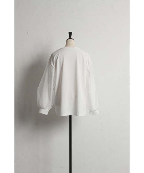 &. NOSTALGIA(アンドドットノスタルジア)の「チュールスリーブロゴロンT(Tシャツ/カットソー・レディース・オフホワイト/ブラック・M)」の18枚目の写真