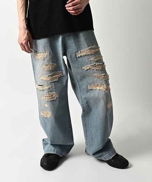 ADAM PATEK(アダムパテック)の「【ADAMPATEK/アダムパテック】destroy wide denim/デストロイワイドデニムパンツ(デニムパンツ・レディース・ホワイト/ライトブルー/ブラック/ダークブルー・1/2)」の13枚目の写真