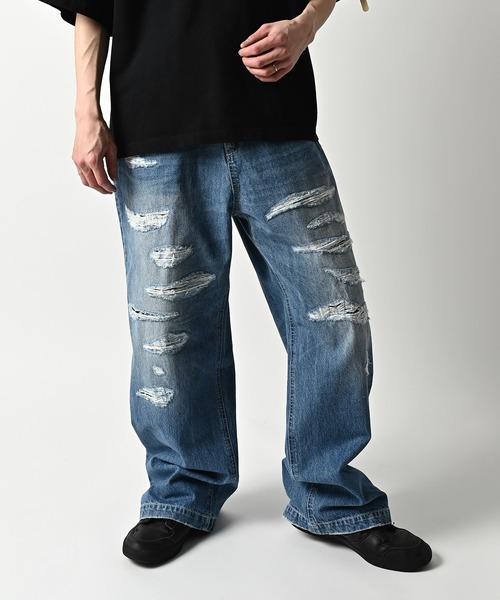 ADAM PATEK(アダムパテック)の「【ADAMPATEK/アダムパテック】destroy wide denim/デストロイワイドデニムパンツ(デニムパンツ・レディース・ホワイト/ライトブルー/ブラック/ダークブルー・1/2)」の16枚目の写真