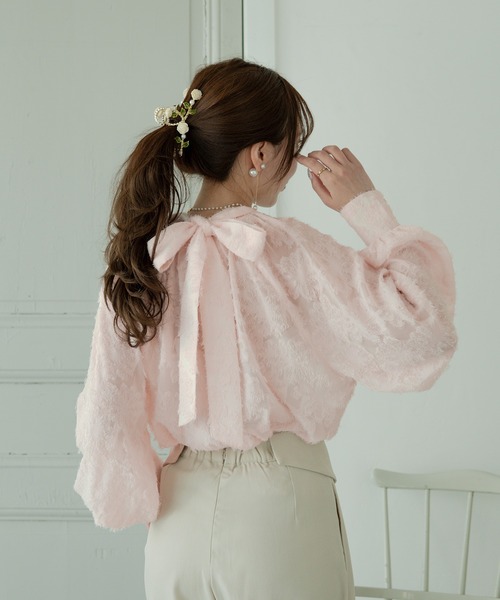 Ambre Neige(アンブルネージュ)の「2way bowtie puff sleeve blouse / 2wayボウタイパフスリーブブラウス(シャツ/ブラウス・レディース・アイボリー/ベビーピンク・FREE)」の14枚目の写真