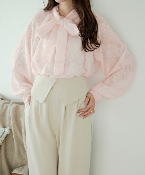 Ambre Neige(アンブルネージュ)の「2way bowtie puff sleeve blouse / 2wayボウタイパフスリーブブラウス(シャツ/ブラウス・レディース・アイボリー/ベビーピンク・FREE)」の12枚目の写真