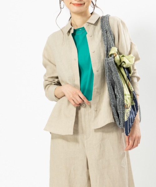 aunt lily（アントリリー）の「フレンチリネンシャツ（シャツ/ブラウス・レディース・グリーン/ホワイト/ネイビー/アイボリー・7号/15号/13号/11号/9号）」の2枚目の写真