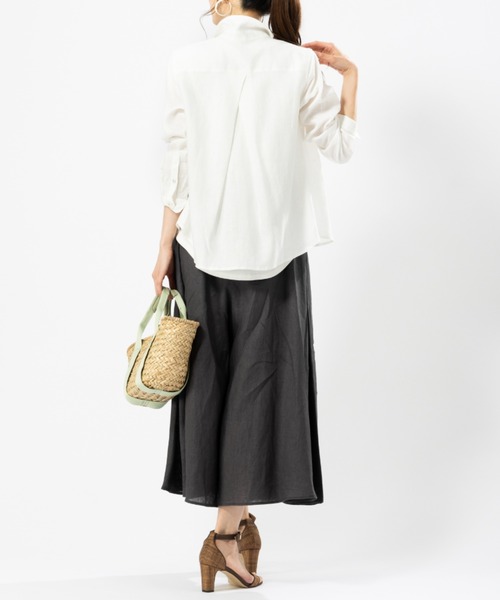 aunt lily（アントリリー）の「フレンチリネンシャツ（シャツ/ブラウス・レディース・グリーン/ホワイト/ネイビー/アイボリー・7号/15号/13号/11号/9号）」の6枚目の写真