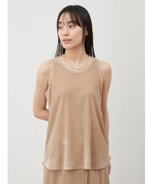 Mila Owen(ミラオーウェン)の「フロッキーベロアビッグタンクトップス(タンクトップ・レディース・チャコールグレー/ライム/ベージュ・FREE)」の7枚目の写真