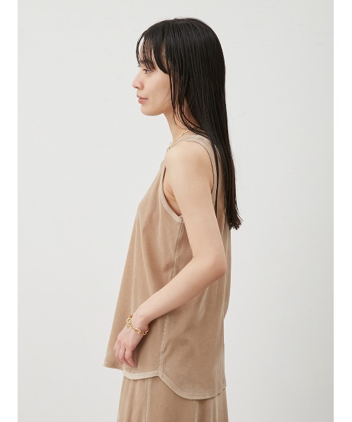 Mila Owen(ミラオーウェン)の「フロッキーベロアビッグタンクトップス(タンクトップ・レディース・チャコールグレー/ライム/ベージュ・FREE)」の8枚目の写真