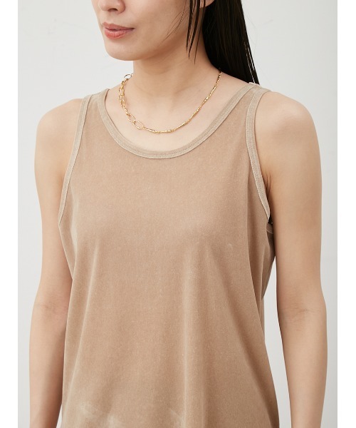 Mila Owen(ミラオーウェン)の「フロッキーベロアビッグタンクトップス(タンクトップ・レディース・チャコールグレー/ライム/ベージュ・FREE)」の10枚目の写真