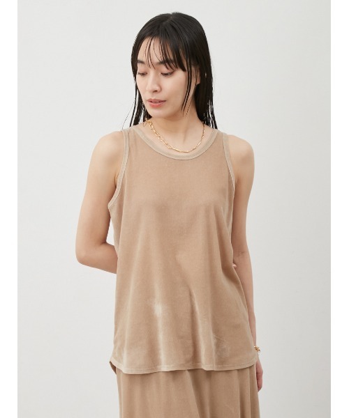 Mila Owen(ミラオーウェン)の「フロッキーベロアビッグタンクトップス(タンクトップ・レディース・チャコールグレー/ライム/ベージュ・FREE)」の13枚目の写真