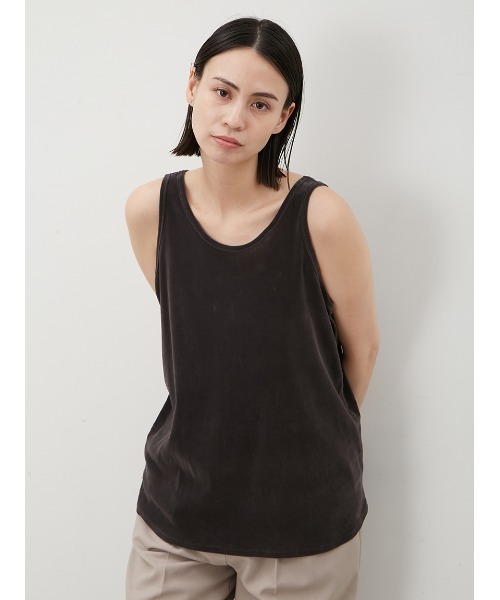 Mila Owen(ミラオーウェン)の「フロッキーベロアビッグタンクトップス(タンクトップ・レディース・チャコールグレー/ライム/ベージュ・FREE)」の15枚目の写真