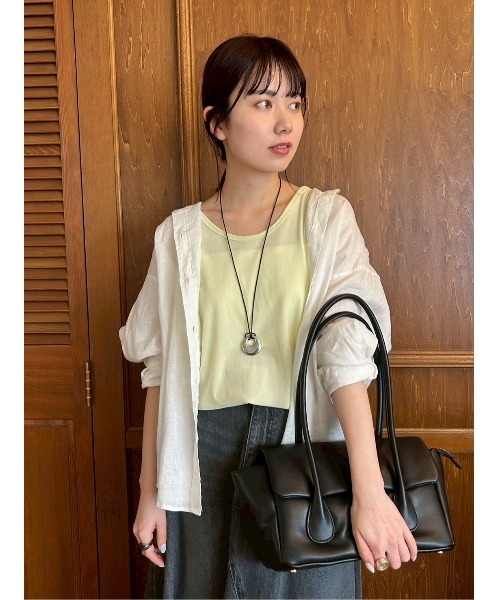 Mila Owen(ミラオーウェン)の「フロッキーベロアビッグタンクトップス(タンクトップ・レディース・チャコールグレー/ライム/ベージュ・FREE)」の4枚目の写真