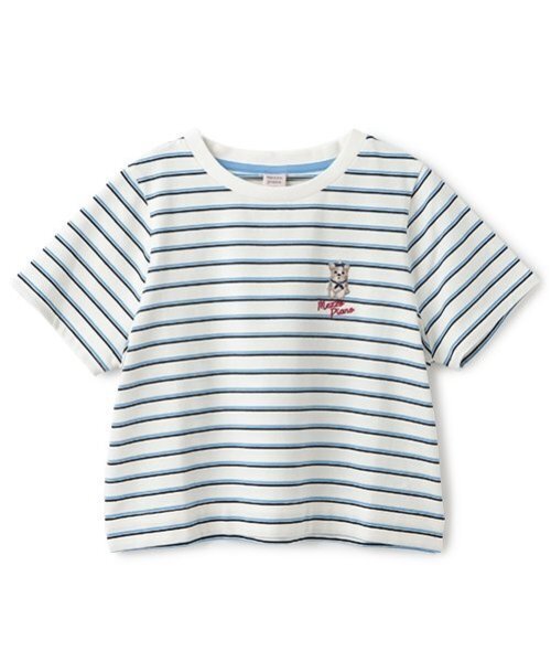 mezzo piano Junior(メゾピアノジュニア)の「【Cuugal掲載】ワンポイント刺しゅうボーダーTシャツ(Tシャツ/カットソー・キッズ・ネイビー/ピンク/オフホワイト・M:150cm/L:160cm/S:140cm)」の2枚目の写真