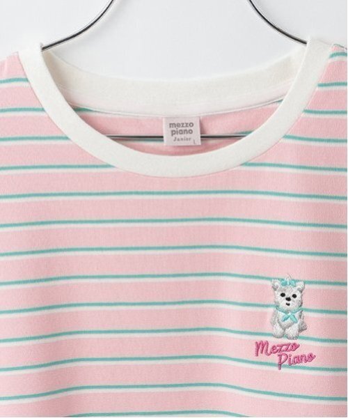 mezzo piano Junior(メゾピアノジュニア)の「【Cuugal掲載】ワンポイント刺しゅうボーダーTシャツ(Tシャツ/カットソー・キッズ・ネイビー/ピンク/オフホワイト・M:150cm/L:160cm/S:140cm)」の5枚目の写真