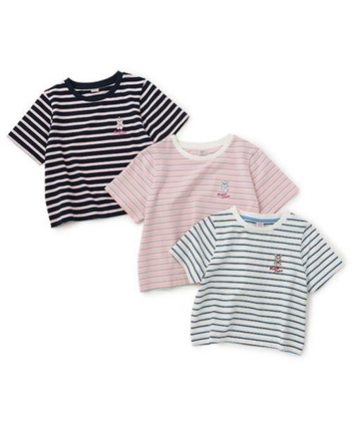 mezzo piano Junior(メゾピアノジュニア)の「【Cuugal掲載】ワンポイント刺しゅうボーダーTシャツ(Tシャツ/カットソー・キッズ・ネイビー/ピンク/オフホワイト・M:150cm/L:160cm/S:140cm)」の11枚目の写真