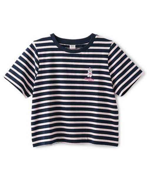 mezzo piano Junior(メゾピアノジュニア)の「【Cuugal掲載】ワンポイント刺しゅうボーダーTシャツ(Tシャツ/カットソー・キッズ・ネイビー/ピンク/オフホワイト・M:150cm/L:160cm/S:140cm)」の16枚目の写真