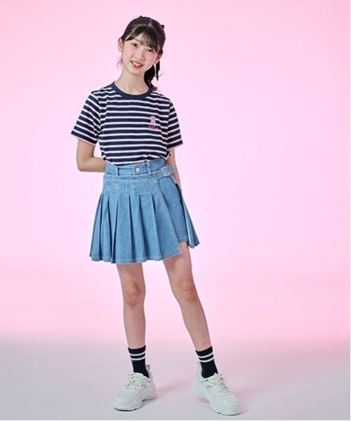 mezzo piano Junior(メゾピアノジュニア)の「【Cuugal掲載】ワンポイント刺しゅうボーダーTシャツ(Tシャツ/カットソー・キッズ・ネイビー/ピンク/オフホワイト・M:150cm/L:160cm/S:140cm)」の18枚目の写真