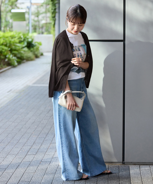 IENA（イエナ）の「フレンチリネン7分袖カーディガン（カーディガン/ボレロ・レディース・パープル/ベージュ/ブラウン・FREE）」の15枚目の写真