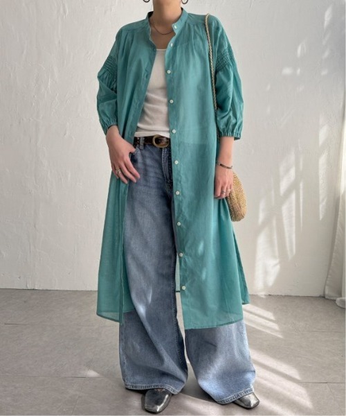 LBC（エルビーシー）の「リネンブレンドシャーリングワンピース（ワンピース・レディース・グリーン/ブラック/パープル系その他・M）」の3枚目の写真