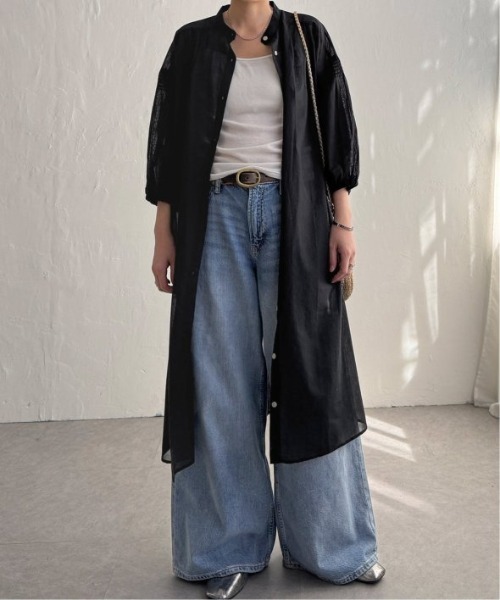 LBC（エルビーシー）の「リネンブレンドシャーリングワンピース（ワンピース・レディース・グリーン/ブラック/パープル系その他・M）」の2枚目の写真