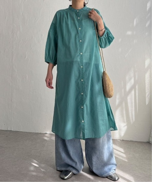 LBC（エルビーシー）の「リネンブレンドシャーリングワンピース（ワンピース・レディース・グリーン/ブラック/パープル系その他・M）」の4枚目の写真