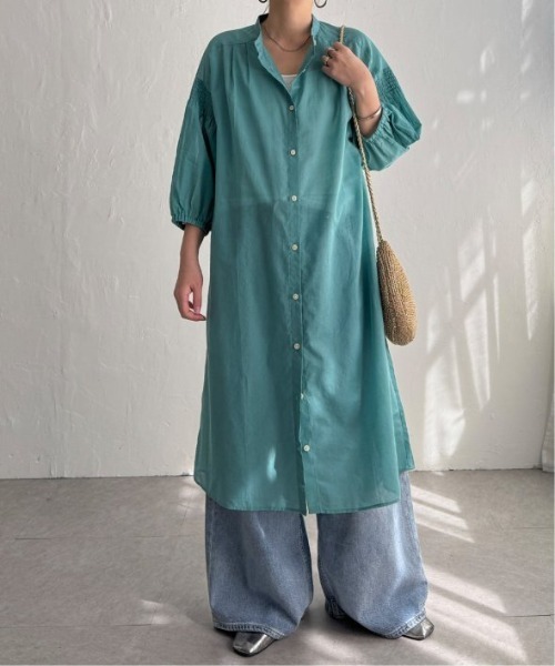 LBC（エルビーシー）の「リネンブレンドシャーリングワンピース（ワンピース・レディース・グリーン/ブラック/パープル系その他・M）」の5枚目の写真