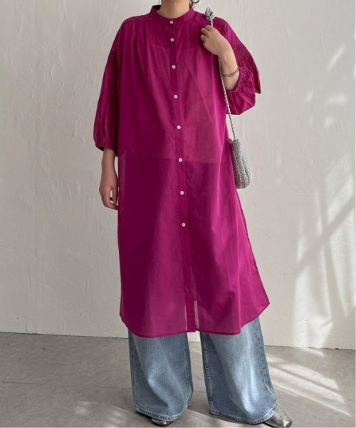 LBC（エルビーシー）の「リネンブレンドシャーリングワンピース（ワンピース・レディース・グリーン/ブラック/パープル系その他・M）」の12枚目の写真