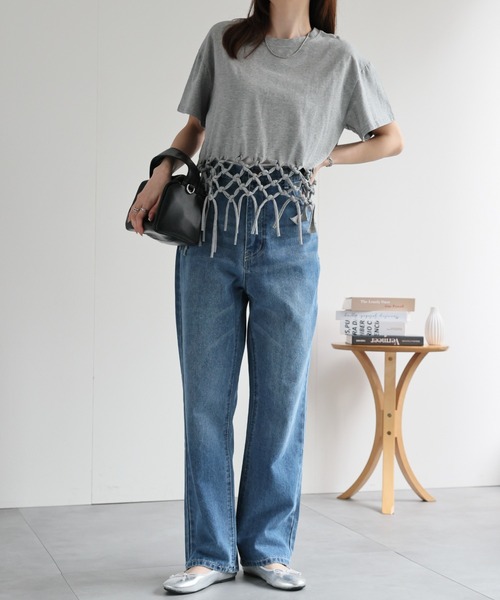 CREARE -LINO-(クレアーレリノ)の「〈レディース商品〉フリンジTシャツ(Tシャツ/カットソー・レディース・ネイビー/ホワイト/ブラック/グレー・FREE)」の12枚目の写真