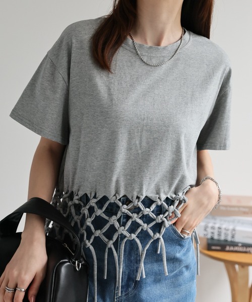 CREARE -LINO-(クレアーレリノ)の「〈レディース商品〉フリンジTシャツ(Tシャツ/カットソー・レディース・ネイビー/ホワイト/ブラック/グレー・FREE)」の22枚目の写真