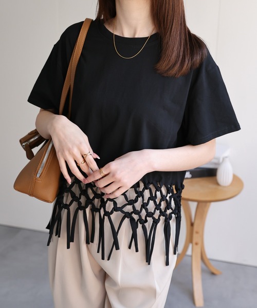 フリンジTシャツ セール】〈レディース商品〉フリンジTシャツ（Tシャツ