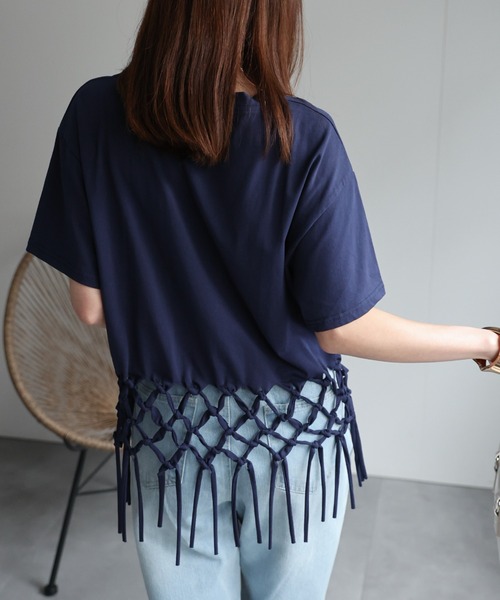 CREARE -LINO-(クレアーレリノ)の「〈レディース商品〉フリンジTシャツ(Tシャツ/カットソー・レディース・ネイビー/ホワイト/ブラック/グレー・FREE)」の18枚目の写真