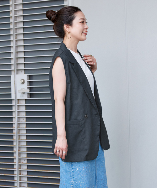 B.C STOCK(ベーセーストック)の「手洗い可 / テーラーベスト(ベスト・レディース・キャメル/ネイビー・FREE)」の12枚目の写真