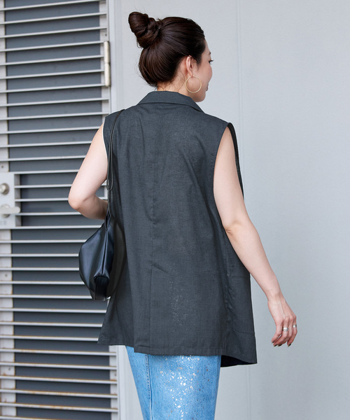 B.C STOCK(ベーセーストック)の「手洗い可 / テーラーベスト(ベスト・レディース・キャメル/ネイビー・FREE)」の13枚目の写真