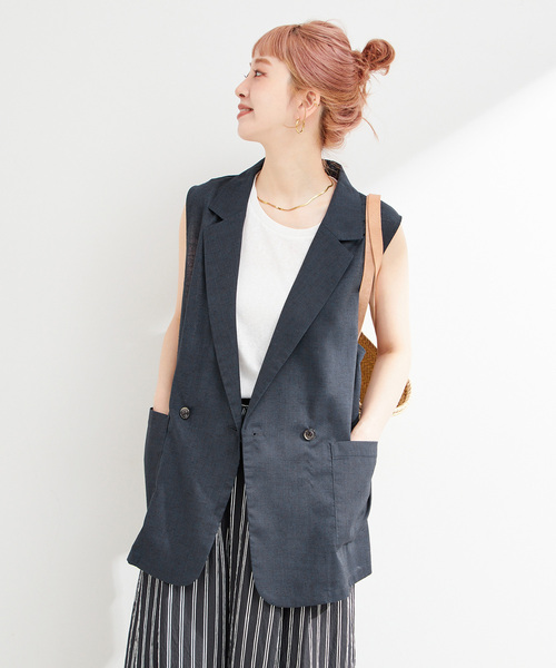 B.C STOCK(ベーセーストック)の「手洗い可 / テーラーベスト(ベスト・レディース・キャメル/ネイビー・FREE)」の19枚目の写真