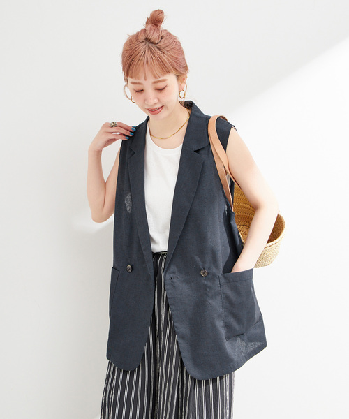 B.C STOCK(ベーセーストック)の「手洗い可 / テーラーベスト(ベスト・レディース・キャメル/ネイビー・FREE)」の20枚目の写真