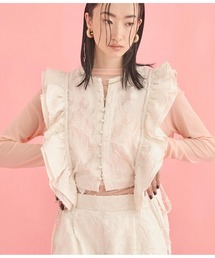 Settimissimo（セッティミッシモ）の「フリンジジャガード ラッフルスリーブ ジレ（ベスト）」