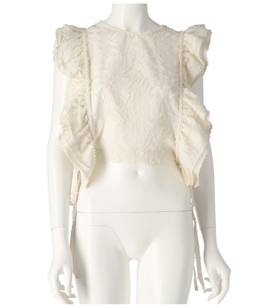 Settimissimo（セッティミッシモ）の「フリンジジャガード ラッフルスリーブ ジレ（ベスト・レディース・アイボリー/ブラック・FREE）」の15枚目の写真