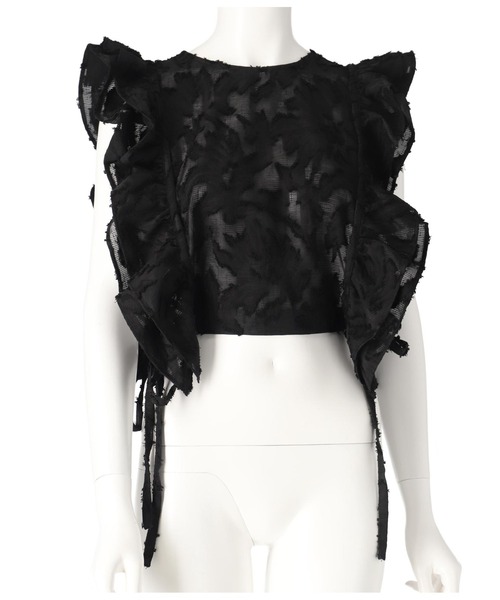 Settimissimo（セッティミッシモ）の「フリンジジャガード ラッフルスリーブ ジレ（ベスト・レディース・アイボリー/ブラック・FREE）」の14枚目の写真