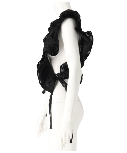 Settimissimo（セッティミッシモ）の「フリンジジャガード ラッフルスリーブ ジレ（ベスト・レディース・アイボリー/ブラック・FREE）」の13枚目の写真