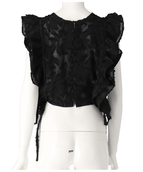 Settimissimo（セッティミッシモ）の「フリンジジャガード ラッフルスリーブ ジレ（ベスト・レディース・アイボリー/ブラック・FREE）」の12枚目の写真