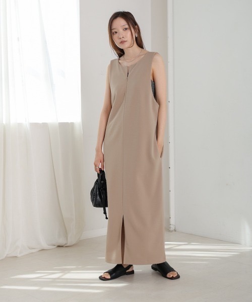 Bab（バブ）の「前後2WAY UネックIラインワンピース（ワンピース・レディース・ベージュ/ライトグレー/ブラック・MEDIUM）」の16枚目の写真