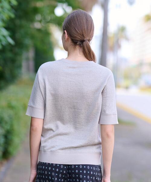 DRESSTERIOR(ドレステリア)の「【毎年人気!/洗える】リネン裏毛ハーフスリーブプルオーバー(Tシャツ/カットソー・レディース・ナチュラル/ピンク系/ブラック・38/36/34)」の6枚目の写真