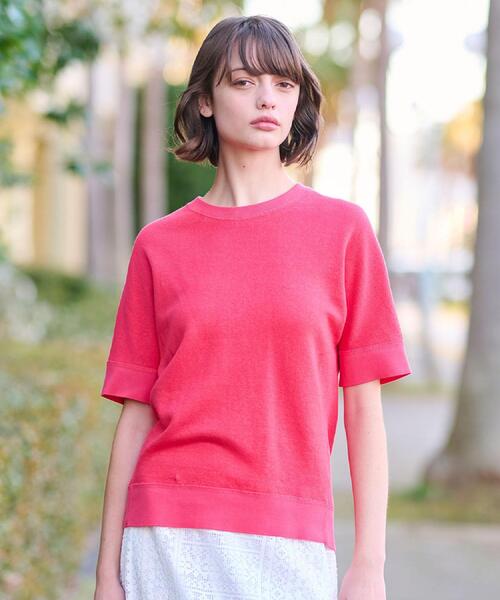 DRESSTERIOR(ドレステリア)の「【毎年人気!/洗える】リネン裏毛ハーフスリーブプルオーバー(Tシャツ/カットソー・レディース・ナチュラル/ピンク系/ブラック・38/36/34)」の13枚目の写真