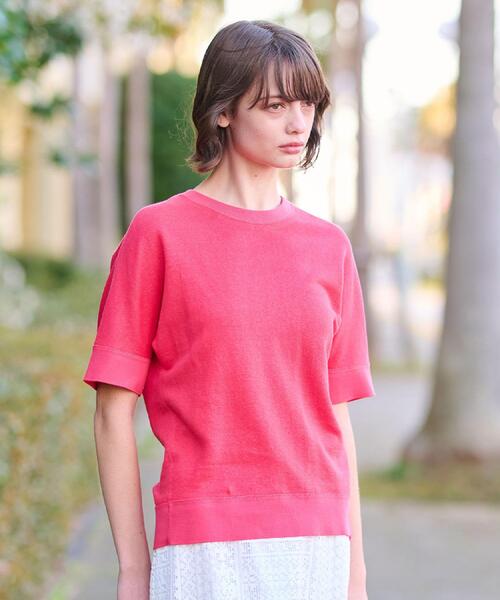 DRESSTERIOR(ドレステリア)の「【毎年人気!/洗える】リネン裏毛ハーフスリーブプルオーバー(Tシャツ/カットソー・レディース・ナチュラル/ピンク系/ブラック・38/36/34)」の14枚目の写真