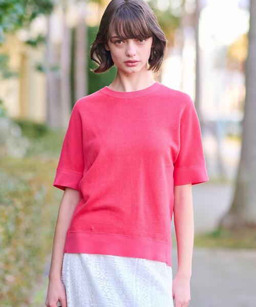 DRESSTERIOR(ドレステリア)の「【毎年人気!/洗える】リネン裏毛ハーフスリーブプルオーバー(Tシャツ/カットソー・レディース・ナチュラル/ピンク系/ブラック・38/36/34)」の15枚目の写真