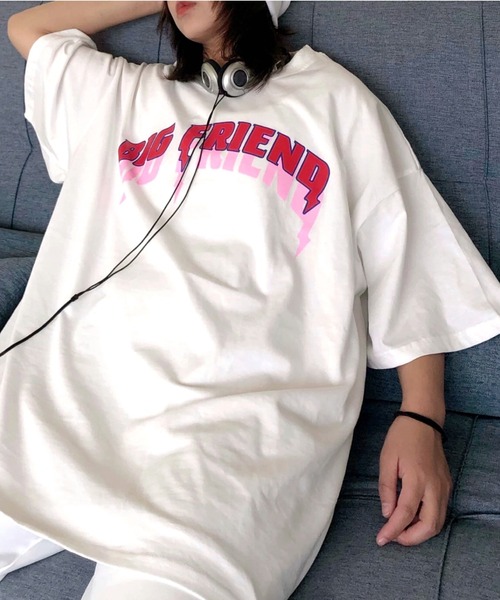 SHEENA(シーナ)の「BIG FRIENDロゴプリントルーズTシャツ(Tシャツ/カットソー・レディース・エメラルド/ホワイト・M)」の5枚目の写真