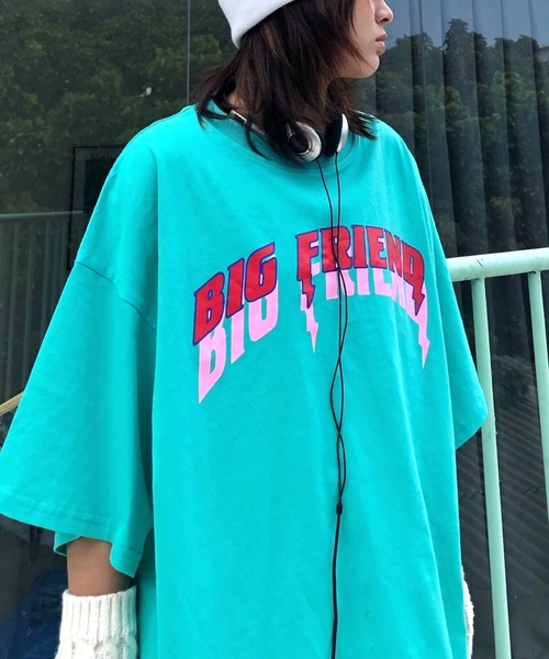 SHEENA(シーナ)の「BIG FRIENDロゴプリントルーズTシャツ(Tシャツ/カットソー・レディース・エメラルド/ホワイト・M)」の6枚目の写真