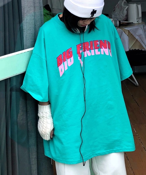 SHEENA(シーナ)の「BIG FRIENDロゴプリントルーズTシャツ(Tシャツ/カットソー・レディース・エメラルド/ホワイト・M)」の8枚目の写真