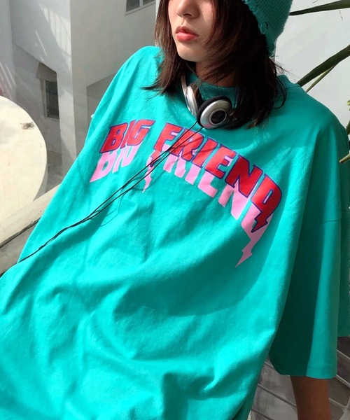 SHEENA(シーナ)の「BIG FRIENDロゴプリントルーズTシャツ(Tシャツ/カットソー・レディース・エメラルド/ホワイト・M)」の15枚目の写真
