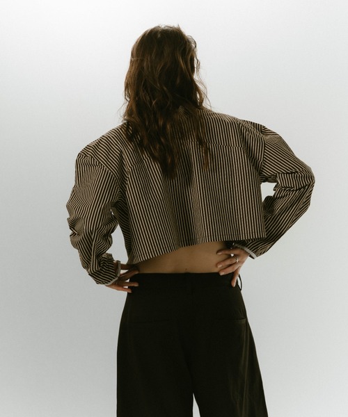 Knuth Marf(クヌースマーフ)の「2way stripe volume shirt/2color(シャツ/ブラウス・レディース・ブラウン/ブルー・FREE)」の6枚目の写真